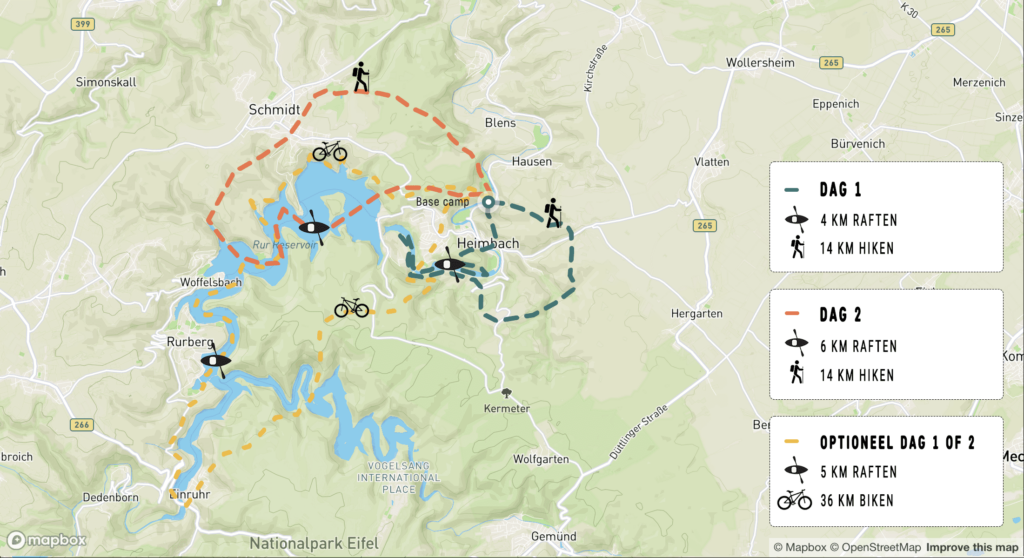 2-day packraft trail map - bike optie